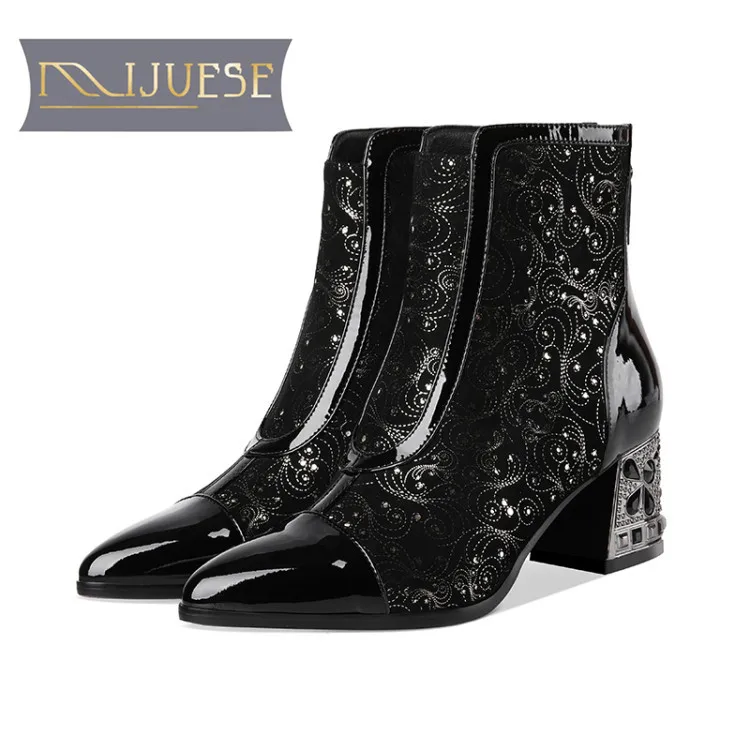 Женские ботильоны из коровьей и овечьей кожи MLJUESE на молнии в римском стиле