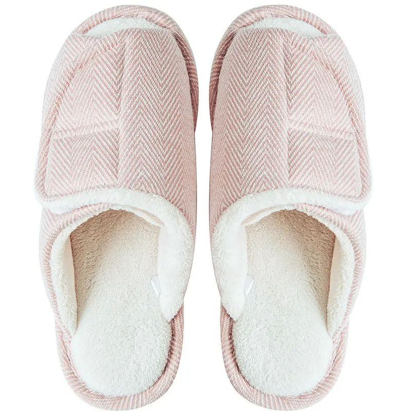 pink Женские хлопковые тапочки; теплые плюшевые домашние тапочки для влюбленных; сезон осень-зима; женские домашние шлепанцы; регулируемый напольный тапочки; SH071503 - Цвет: pink