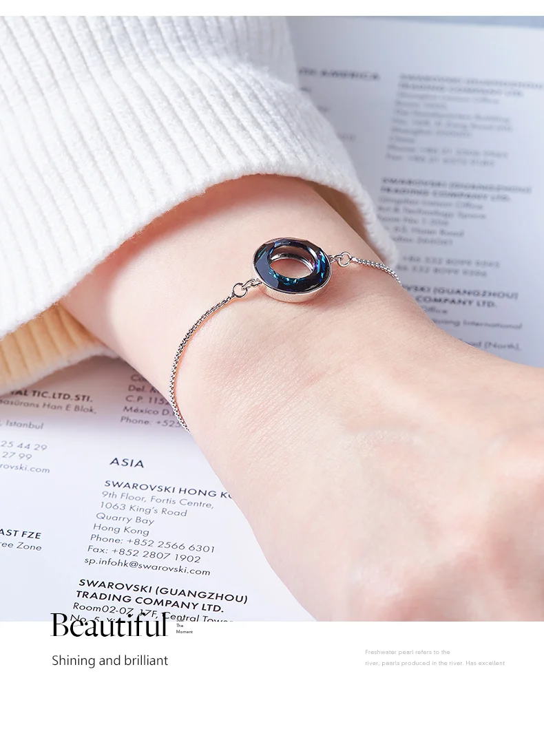 CDE, украшенный кристаллами Swarovski, регулируемый браслет, ювелирное изделие, 925 пробы, серебряные женские браслеты, хорошее ювелирное изделие, подарок