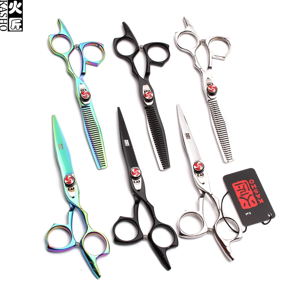 H9017 5.5In. 16 см Kasho блестящие 440C парикмахерские ножницы филировочные