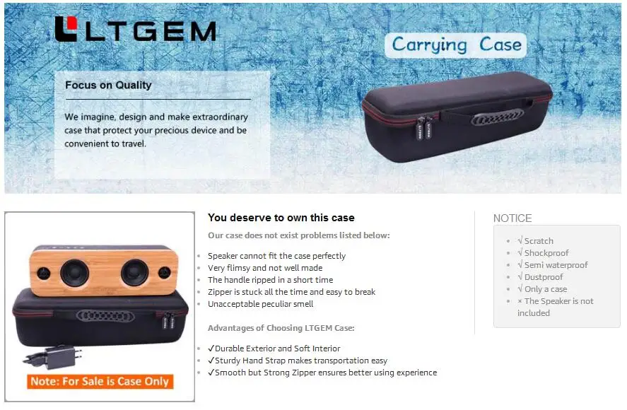 LTGEM жесткий чехол совместимый для AOMAIS Life 30 Вт Bluetooth динамик s, Громкая бамбуковая деревянная домашняя беспроводная аудиоколонка