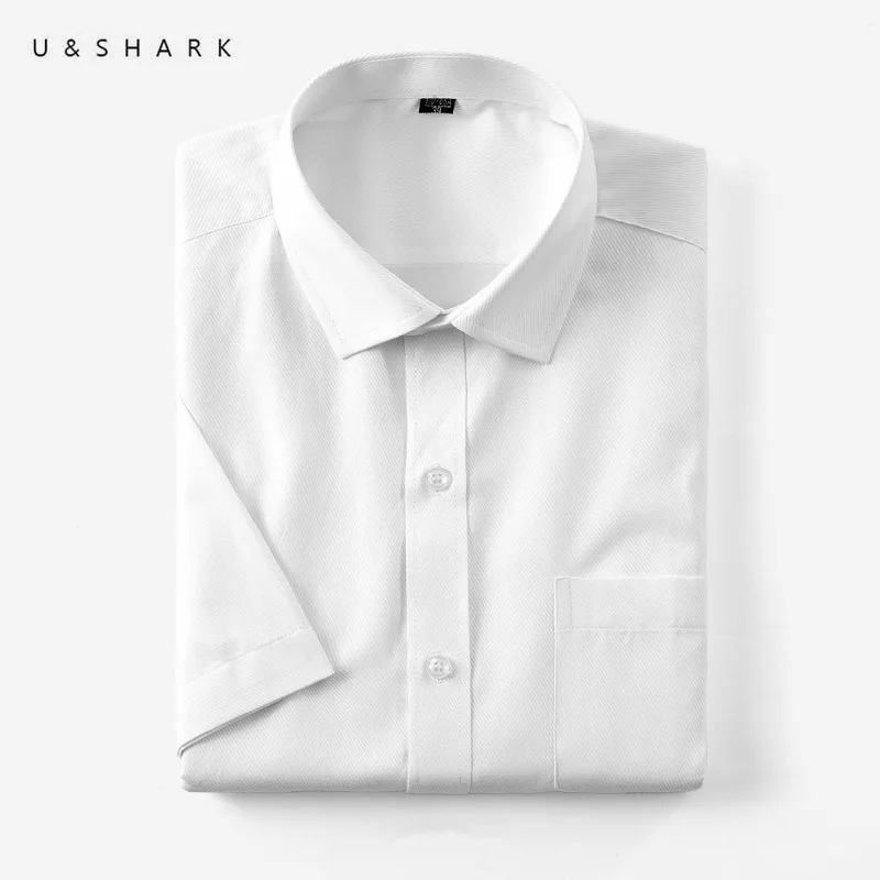 Мужская хлопковая рубашка U & SHARK формальная с коротким рукавом высокое