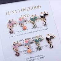 10pclot gold color tone cute animal elephant enamel charm pendants fit for jewelry bracelet necklace earring making 1626mm