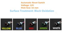 1pcslot yt1054 16 mm black oxidation metal push button switch automatic reset switch whith 5 colors led 12v