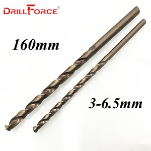 Drillforce Инструменты 10 шт. 3,0 мм-6,5 мм x 160 мм OAL HSSCO 5% Кобальт M35 Длинные спиральные сверла для нержавеющей стали легированной стали и чугуна