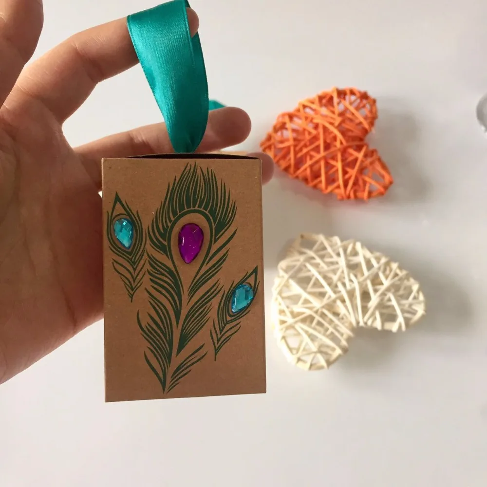 25 шт./упак. DIY Павлин перо конфеты коробки ящик дизайн Свадьба Дети День рождения