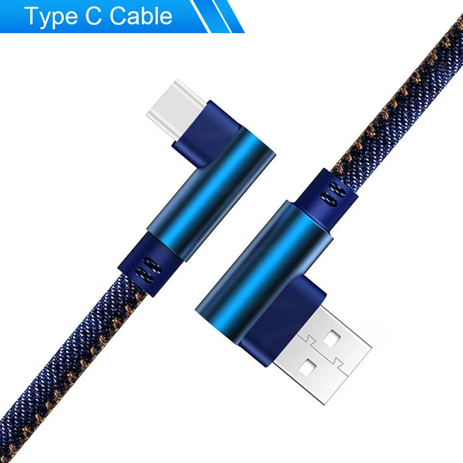 Blue For Type C 1 м джинсовый Плетеный позолоченный штепсельный кабель 2.4A Быстрая зарядка USB для освещения Micro type C кабель для iPhone X XR samsung S8 huawei - Тип штекера: Blue For Type C
