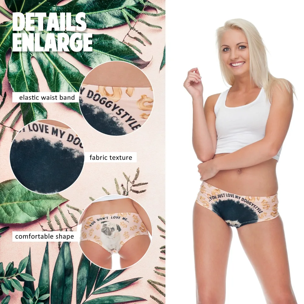 Женские трусики с забавным принтом LEIMOLIS милые эффектом пуш ап стринги|Женские