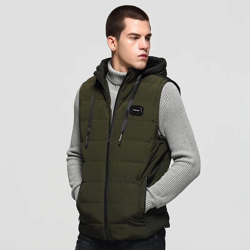 

Мужской жилет с хлопковой подкладкой, с капюшоном, зимняя теплая куртка без рукавов, Повседневная Уличная одежда, пальто размера плюс, M-6XL, ...