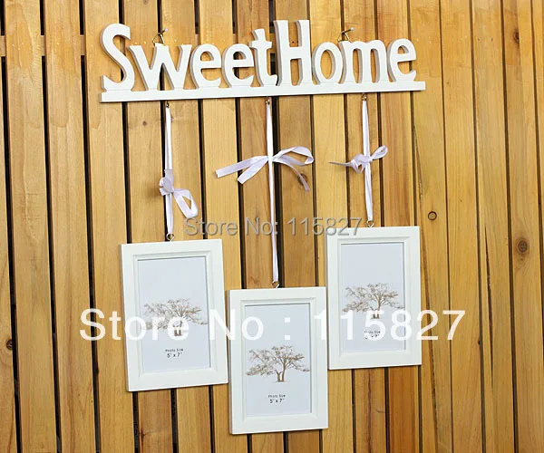 Деревянная фоторамка с деревянной вешалкой 3 шт набор рамка Милая домашняя белый
