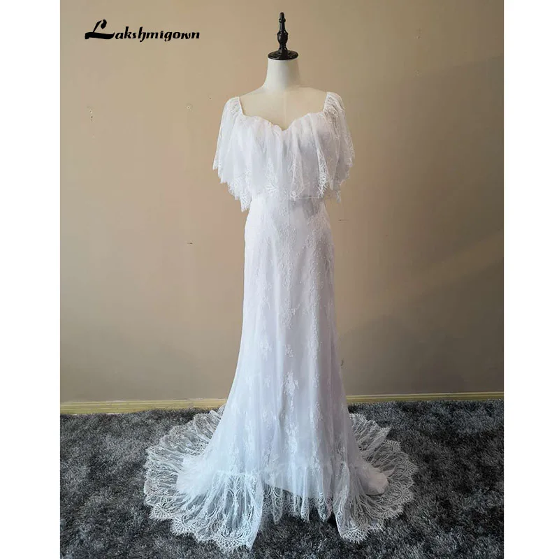Vestido De Noiva кружевной пляжный Boho свадебный наряд с открытой спиной белые свадебные