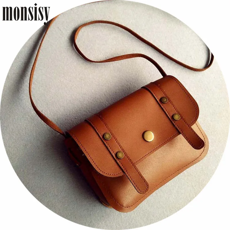 Monsisy Christmas Children Handbag Wallet Boy Coin Purse Bag Vintage Rivet PU Leather Girl Shoulder Retro Kid Small Gift |