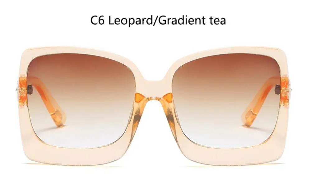 c2 clear tea frame Брендовые дизайнерские женские солнцезащитные очки больших размеров с большой оправой, черные квадратные оттенки, Винтажные Солнцезащитные очки для женщин, летние очки UV400 Oculos - Цвет линз: c2 clear tea frame