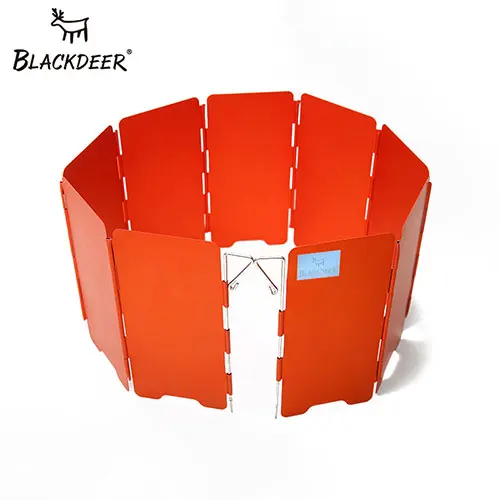 Orange BLACKDEER Кемпинга Газовая плита ветрового стекла складной анодированный Алюминий ветрозащитный складные столы и стулья для лобового стекла 9-пластина с сумкой для хранения - Цвет: Orange