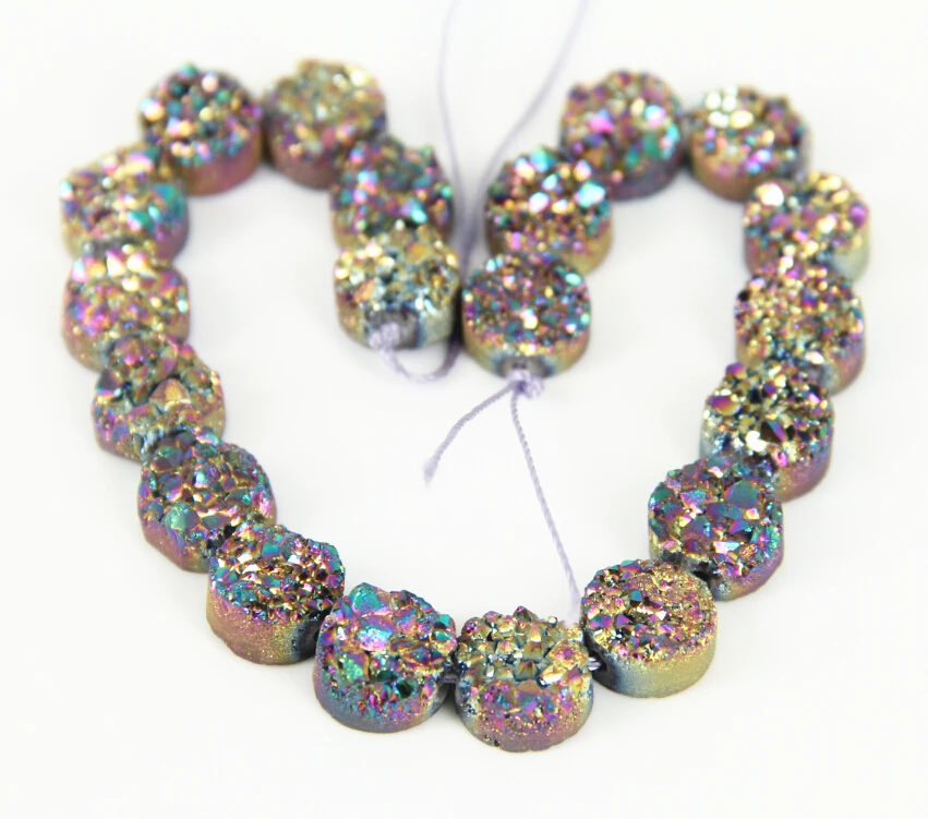 10 мм сырье Druzy свободные Бусины монет Подвески Jewelry натуральный Камни блестящие