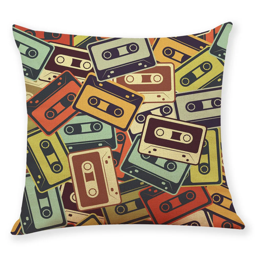 Льняная Смешанная квадратная наволочка декоративная с принтом из мультфильма