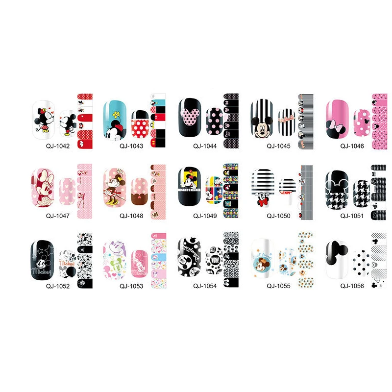 100 шт. наклейки для дизайна ногтей с милыми героями мультфильмов клейкие полное