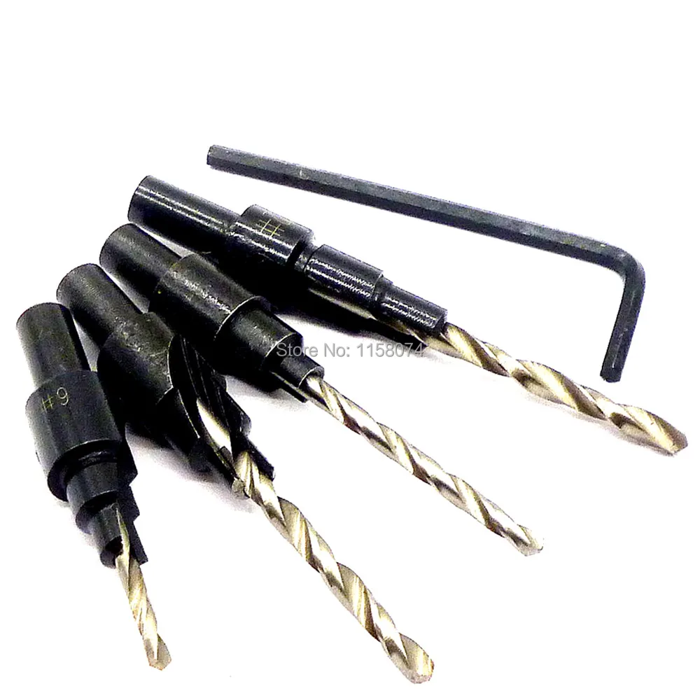 

4pcs 6# 8# 10# 12# Quick Change Countersink Tapered Drills Bits Cone Reaming Drill Bit Set Wood Woodworking Drill Bit Cut Tools