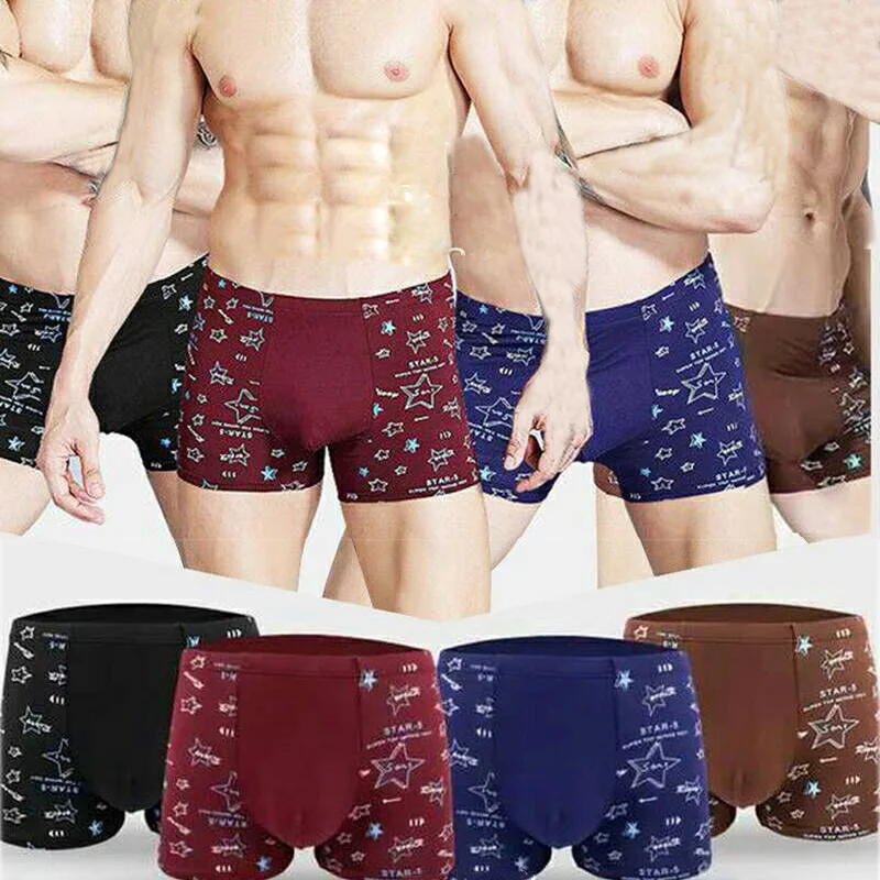 Брендовые шорты боксеры мягкие мужские трусы с принтом 4 шт./лот|Мужские боксеры| |