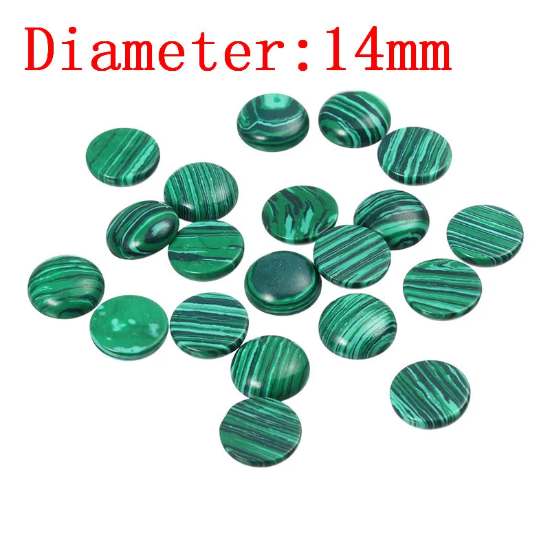 Malachite LINSOIR 20 штук 14/16/18 мм Натуральный камень Кабошон Круглый бисер зеленый авантюрин тигровый глаз опал бусины из искусственных материалов для изготовления ювелирных изделий F3096 - Цвет: Malachite