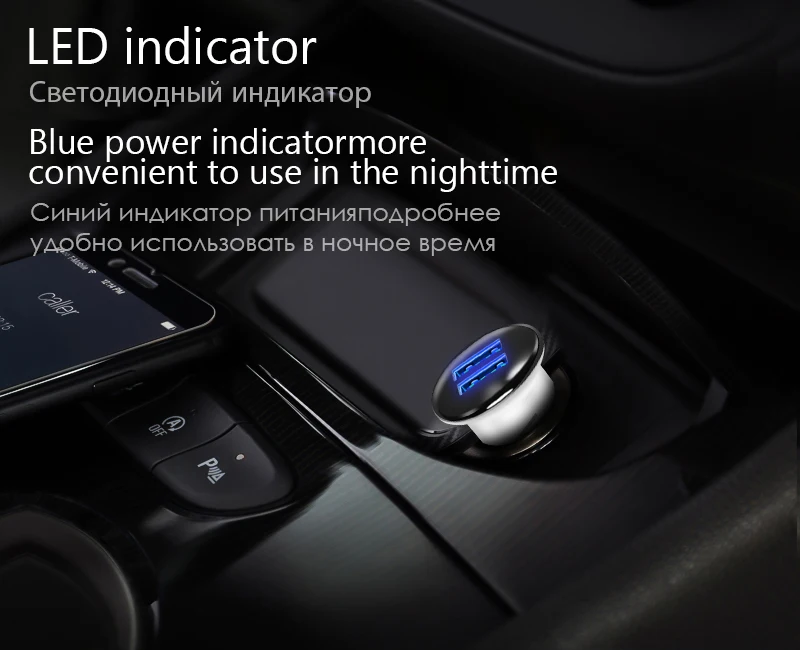 Автомобильное зарядное устройство VVKing с двумя USB, 5 В/2,4 А, Максимальная зарядка, мини-адаптер для iPhone 6S Plus, Samsung, Xiaomi, зарядное устройство для телефона, 2 USB, автомобильное зарядное устройство