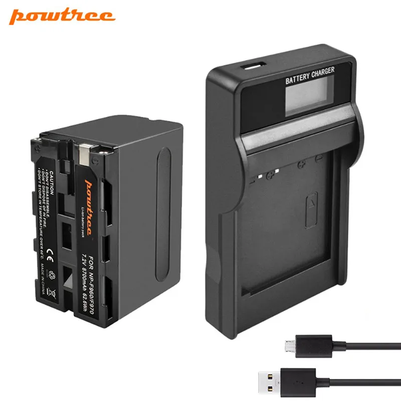 Powtree для sony NP F960 F970 F950 цифровой Камера Батарея + USB Зарядное устройство MVC FD90 FD91