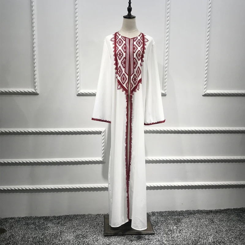 Дубай открытый белый абайя для женщин мусульманское длинное платье из шифона