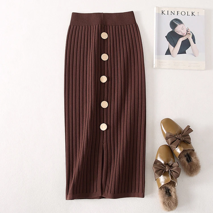 Весна Высокая талия для женщин Вязание облегающее Платье Bodyon длинная юбка стрейч