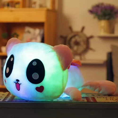 35cm pink panda Светящаяся плюшевая лежа животные игрушка мягкая игрушка; медведь собака панда мягкие освещенные плюшевые куклы для детей ночной компаньон плюшевые игрушки - Цвет: 35cm pink panda