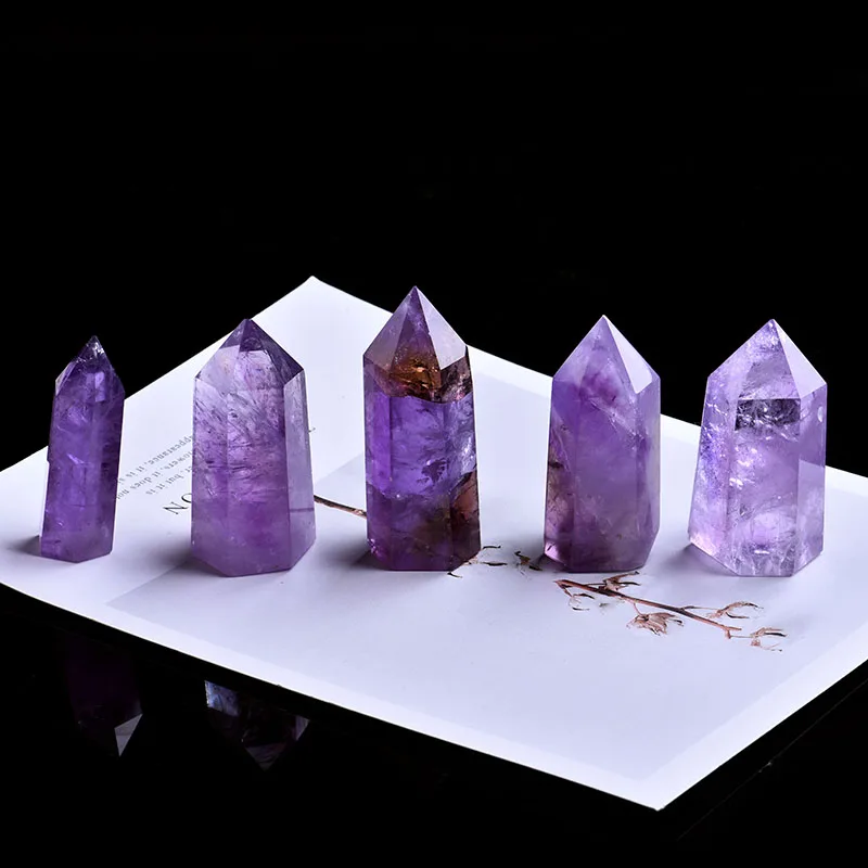 

1PC Natural Amethyst Crystal Point Mineral Ornament Healing Wand Home Decoration Study Room Decoration DIY Gifts Free Shipping