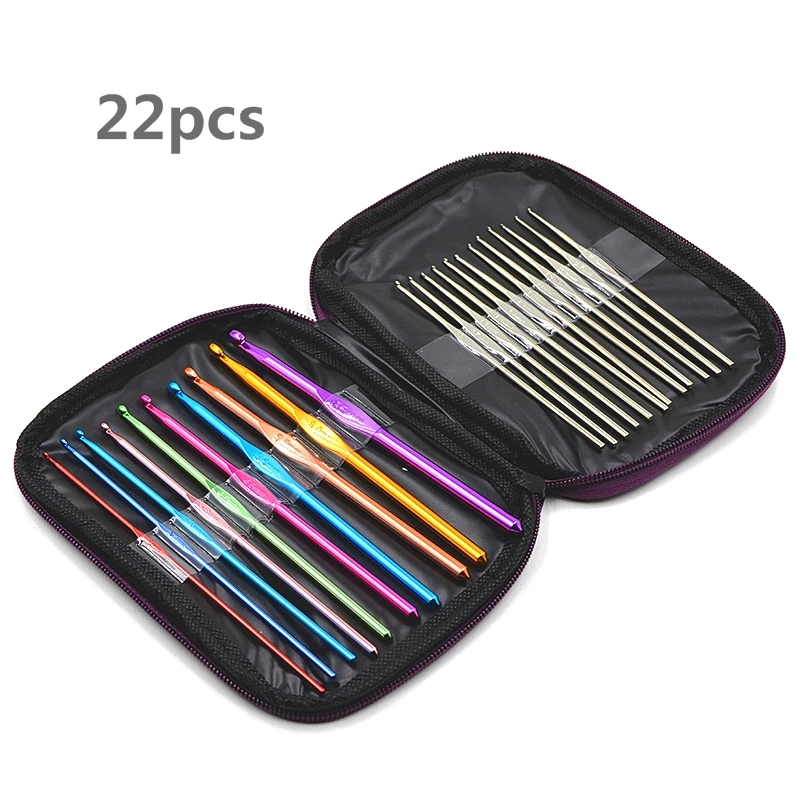 22 шт набор крючков для вязания крючком многоцветные Алюминиевые крюковые иглы