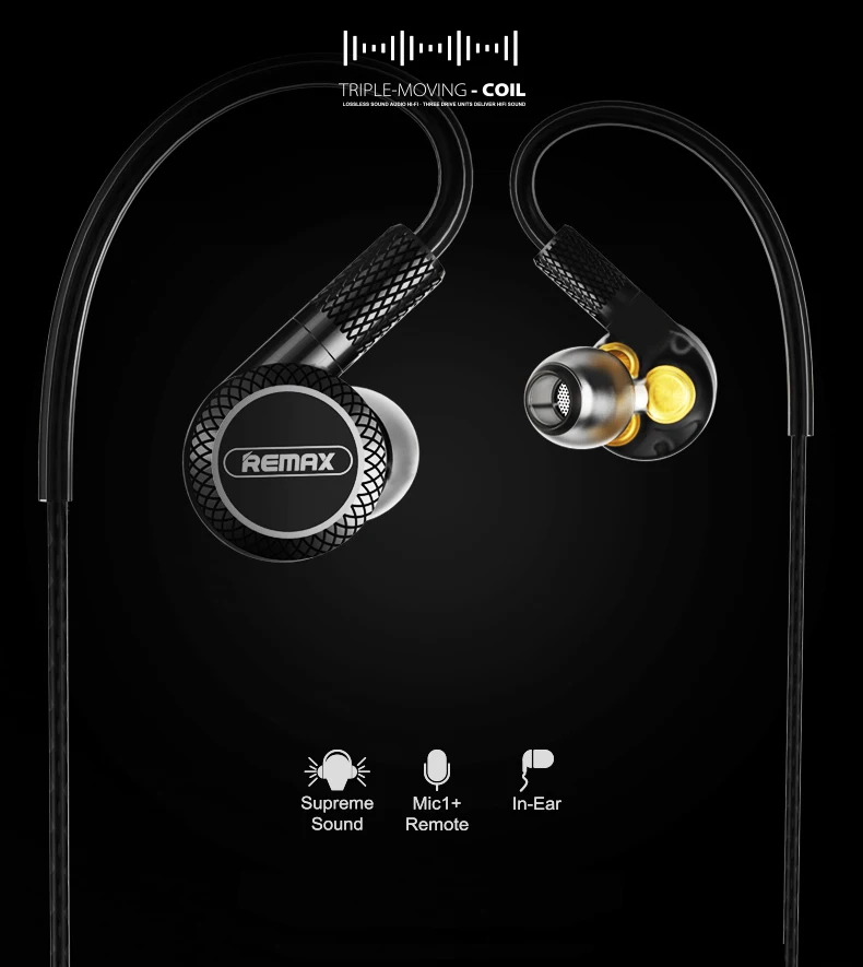 Remax Тройная подвижная катушка шумоподавление hifi наушники 3 приводных блока с микрофоном для iphone 5s 6 xiaomi fone de ouvido kulaklik mp3