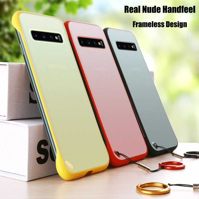 

For Samsung Galaxy S10 Plus Case S10+ Frameless Transparent Matte Hard Phone Case For Samsung S10 Cover With Finger Ring Cases