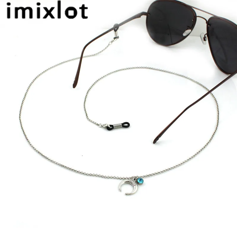 IMIXLOT новые модные серебристые очки цвета слоновой кости солнцезащитные цепочка