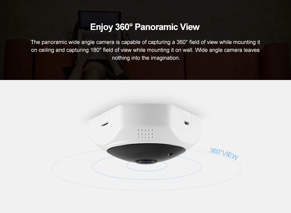 SANNCE 360 градусов Беспроводная панорамная камера мини 960P сеть Wi-Fi рыбий глаз безопасности ip-камера wifi 1.3MP видео Встроенный микрофон