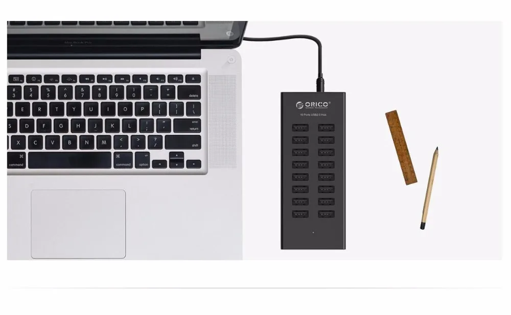 ORICO 16 портов USB2.0 концентратор с 12V2A адаптер питания 3.3Ft/1 M Кабель для передачи данных для Apple Macbook Air ноутбук ПК планшет-черный