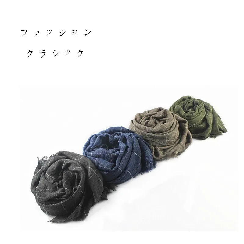 

fashion male men women winter plaid scarf cotton warp shawl for ladies warm scarves spring autumn wrap hijab