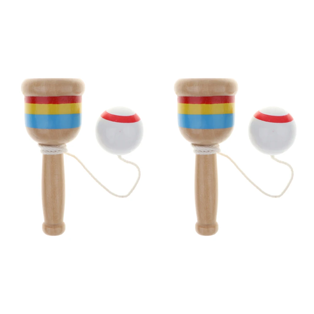 Набор из 2 японских классических деревянных игрушек чашка Kendama и мяч для