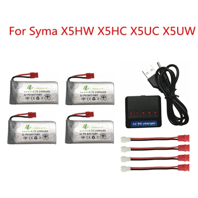 Limskey 3,7 V 1400mAh LiPo батарея для SYMA X5SW X5SC X5HW X5HC X5UW батарея с зарядным устройством RC Drone 3,7 V 1400 mah Lipo батарея - Цвет: Тёмно-синий