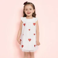 2021 spring summer girls princess flying sleeves embroidered mesh dress children kids sweet clothes for 2 7 years