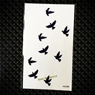 Наклейки-татуировки для мужчин и женщин, черные, Летающие птицы, водостойкие, боди-арт, имитация шеи, временное тату, татуировки, наклейки, GAQ-066