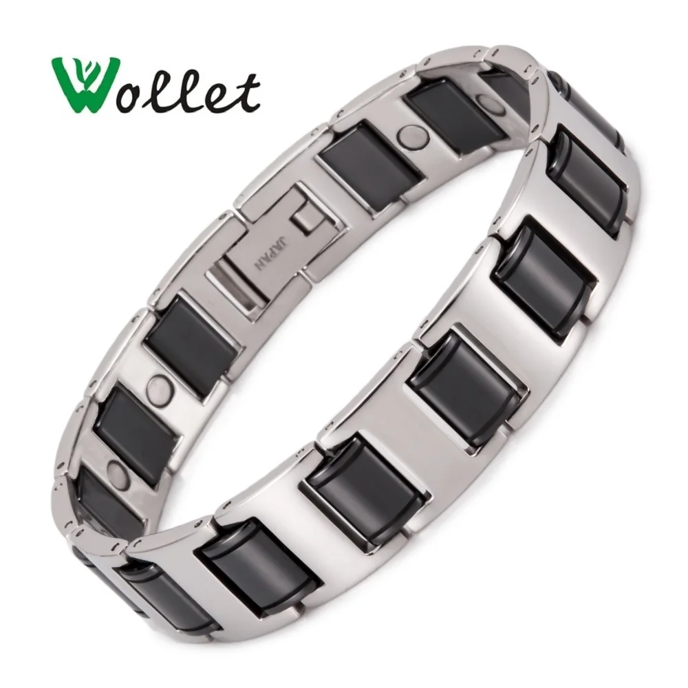 

Wollet Jewelry Black Ceramic Bracelet for Men Magnetic Therapy Magnet Silver Color Health Care Healing Energy Pain Relief