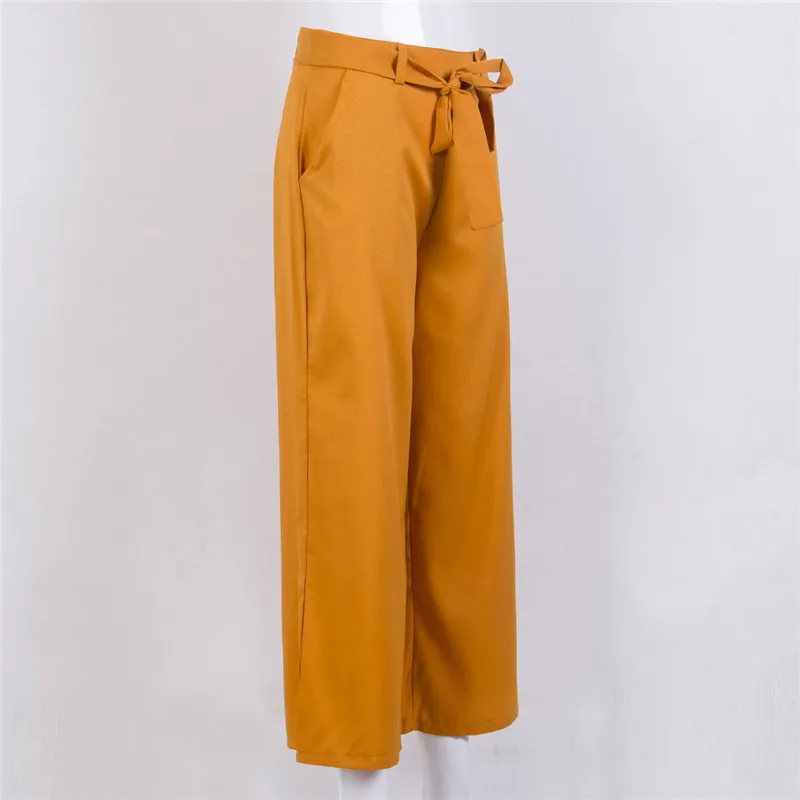 

New Fashion Women Baggy Loose Pants 2018 Hot Ladies High Waist Wide Leg Long Trousers With Belt Women's Solid Color Casual Pants