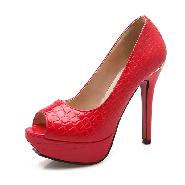Red REAVE CAT/женские туфли-лодочки; туфли-лодочки на высоком каблуке с открытым носком для вечеринки и свадьбы; туфли на платформе и высоком каблуке 12 см; bota masculina Tenis feminino - Цвет: Red