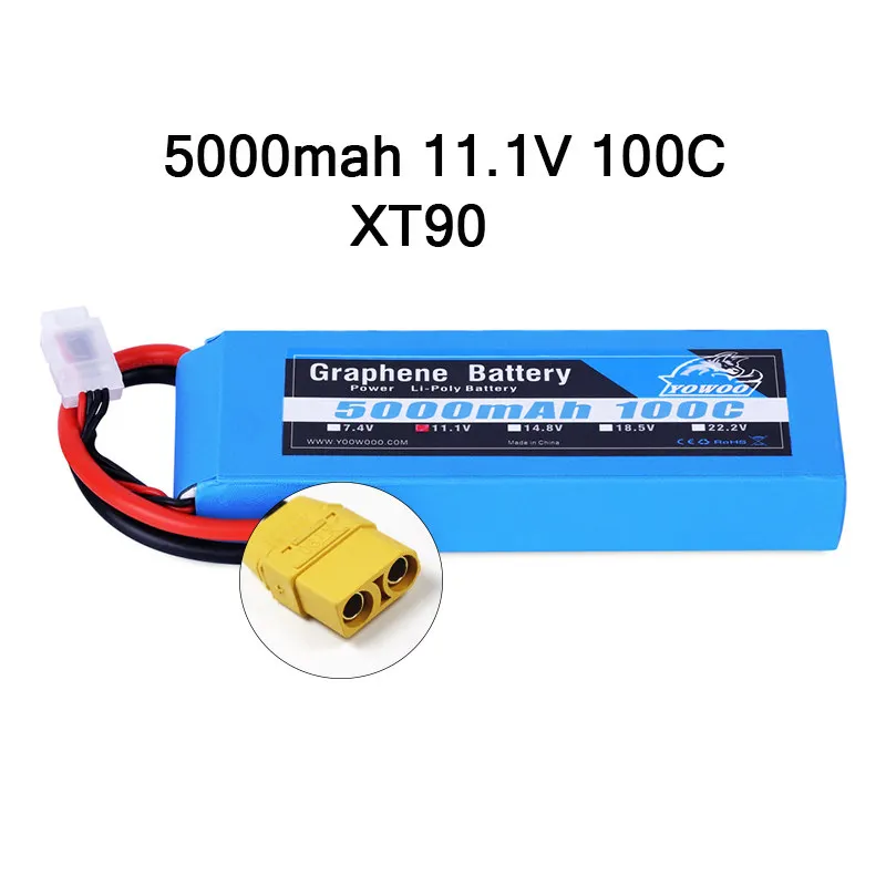 RC графеновая батарея Lipo 2S 7,4 V 3S 11,1 V 4S 14,8 5S 18,5 V 6S 22,2 V 5000mAh 100C XT60 XT90 для радиоуправляемого автомобиля вертолета - Цвет: 3S 5000mah 100C XT90