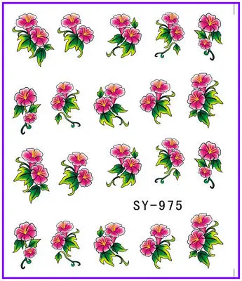 

6 PACK/ LOT GLITTER WATER DECAL NAIL ART NAIL STICKER FLOWER CHINESE REDBUD LILY SY975-980