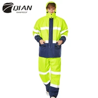 qian brand impermeable raincoat womenmen jacket pants set adults rain poncho thicker police working wear motorcycle rainsuit