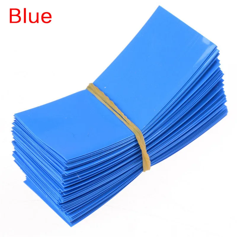 blue 100 шт Li-Ion 18650 обёрточная бумага для аккумулятора ПВХ термоусадочные трубки Precut 8 цветов на выбор Размер 72*18,5 мм пленка для аккумулятора - Цвет: blue