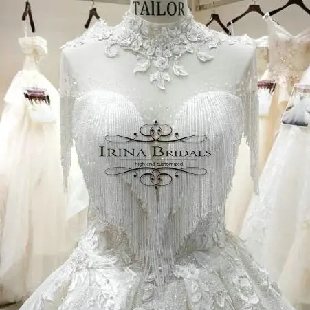 bruiloft Cover Neck Beading Straps Open Back Wedding Dress | Свадьбы и торжества