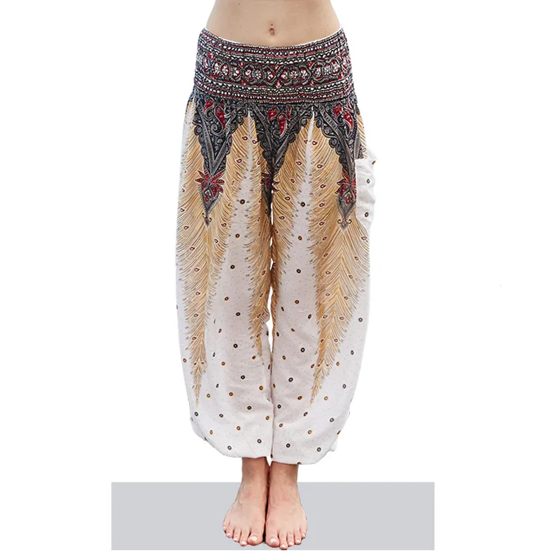 Women Lightly Sport Clothes Travel Seaside Relax Belly Dance National Wind Wide Leg Pants Female Yoga Digital Print Pant | Спорт и